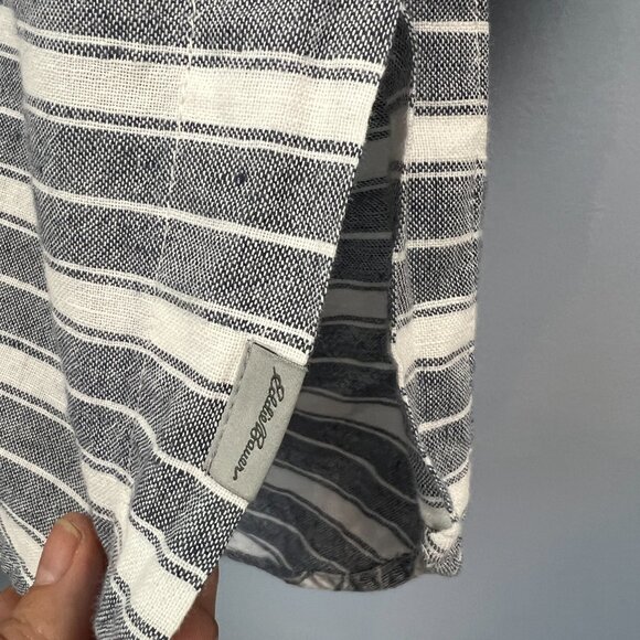 Eddie‎ Bauer Nautical Blue and White Striped Linen Pullover Top Size M Nautical - Picture 4 of 7